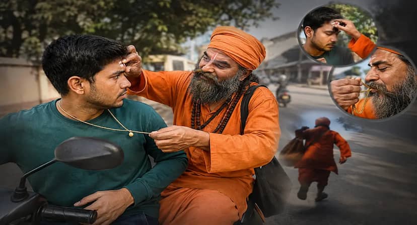 साधु के वेश में ठगी: माता-पिता के कष्ट दूर करने का झांसा देकर युवक की सोने की चेन ले उड़ा बदमाश