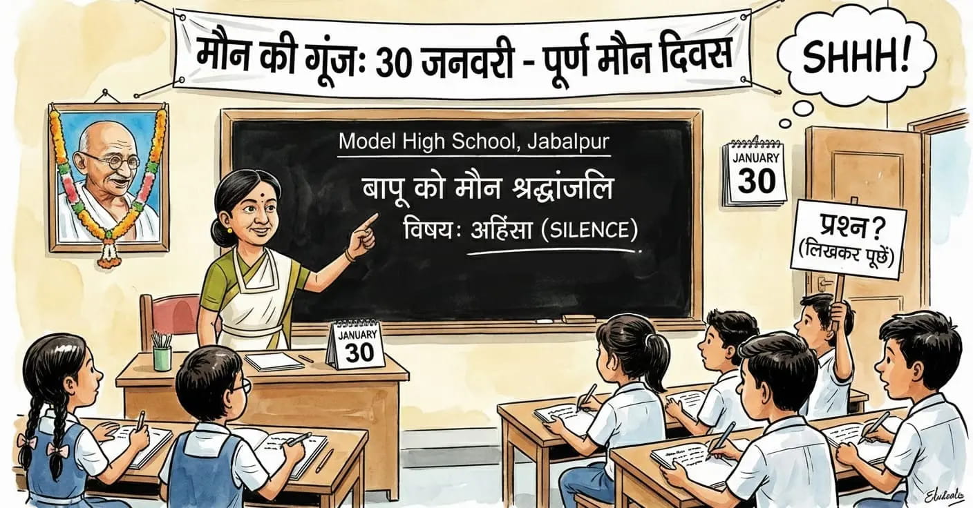 जबलपुर के मॉडल स्कूल में पूरे दिन मौन रहकर दी जाती है महात्मा गांधी को श्रद्धांजलि