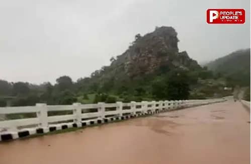 सीधी में सोन नदी का पुल जलमग्न, पहाड़ी खिसकने से 40 गांवों का संपर्क टूटा