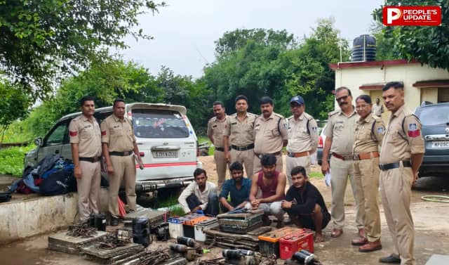 हरदा में मोबाइल टॉवर से एसी कंप्रेसर चुराने वाली गैंग धरायी, चार गिरफ्तार, लाखों रुपए का माल बरामद