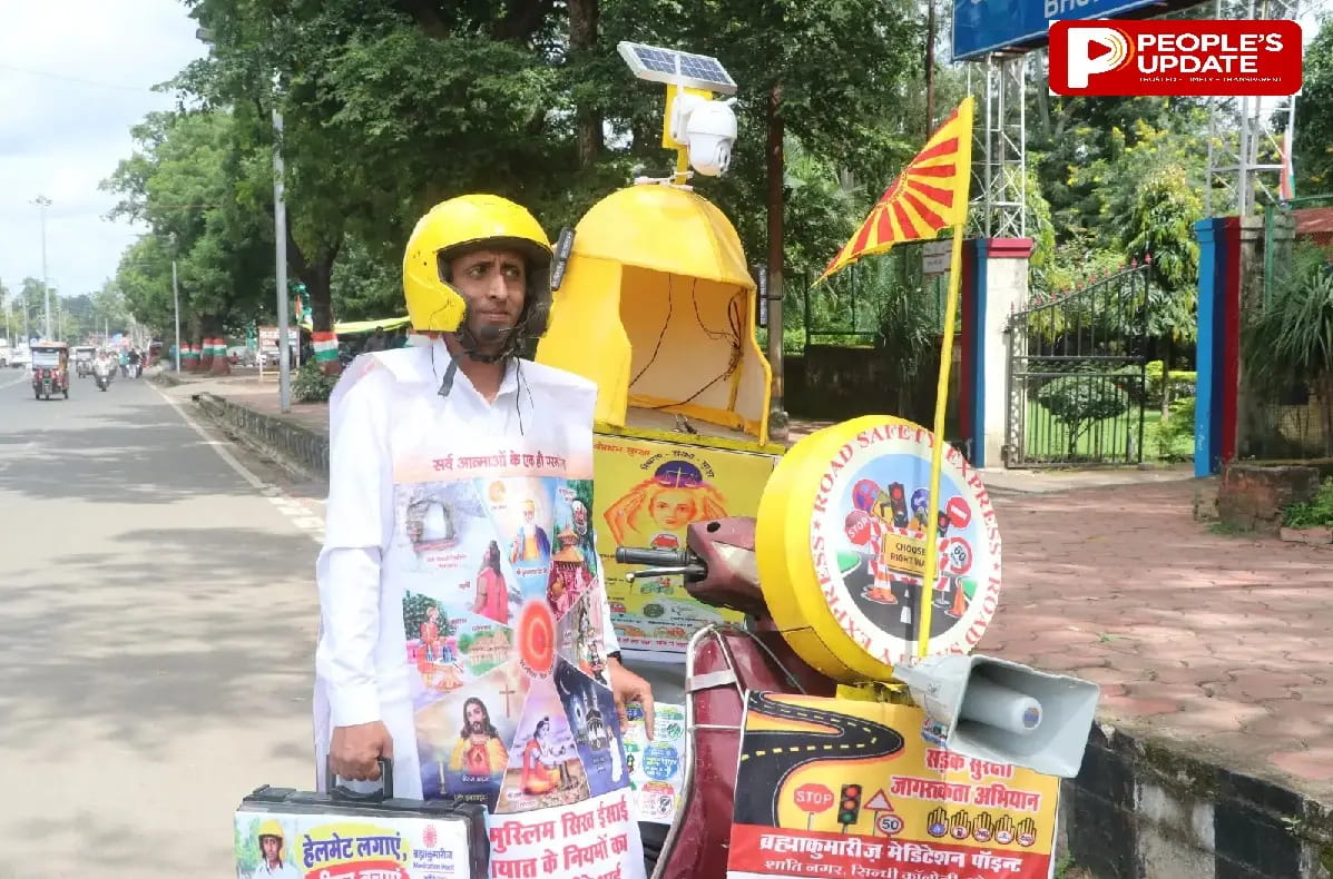 भोपाल की सड़कों पर दौड़ रहा ‘सुरक्षा सारथी’, विजय अय्यर बिना हेलमेट और सीट बेल्ट नहीं लगाने वालों को करते हैं सचेत