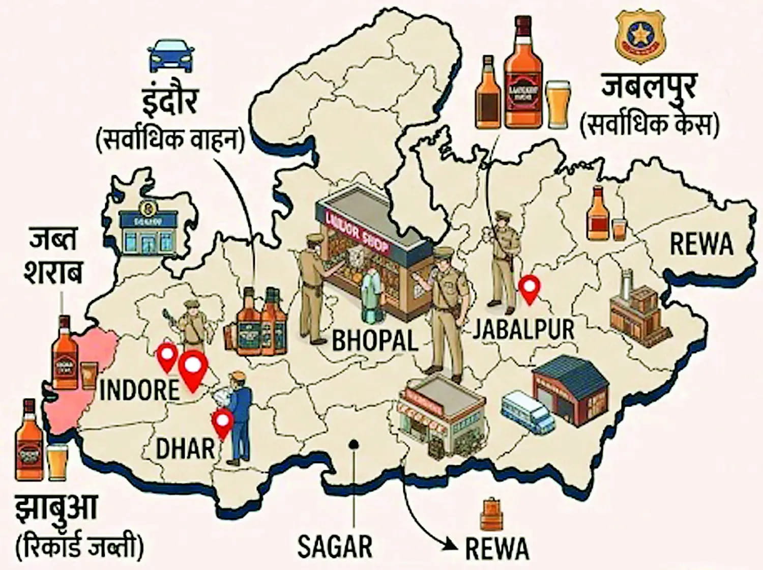 बंडा जहरीली शराब कांड के बाद भी नहीं थमी शराब दुकानों की गड़बड़ी, 9301 केस, 5 हजार आरोपी गिरफ्तार