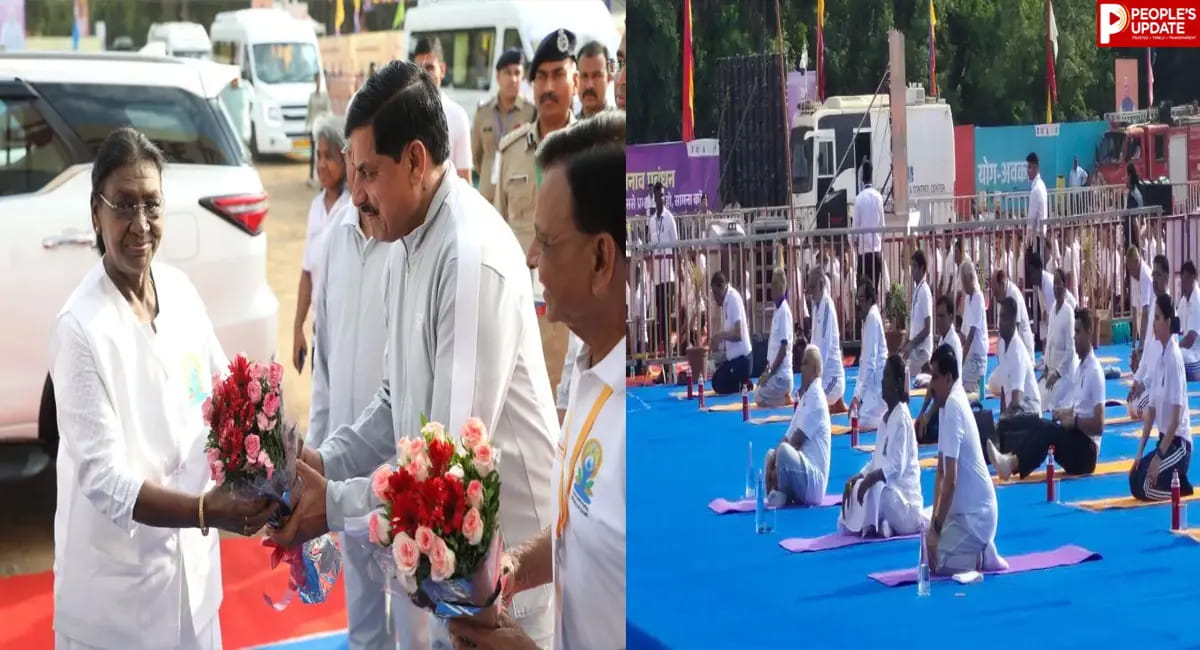 राष्ट्रपति द्रौपदी मुर्मु ने 5000 लोगों के साथ किया योग, दिया स्वस्थ भारत का संदेश, CM मोहन यादव भी रहे मौजूद