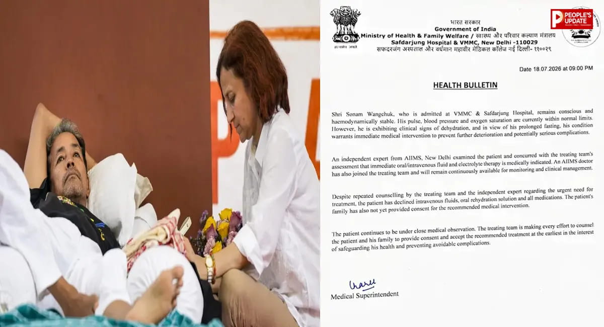 हॉस्पिटल पहुंचने के बाद भी नहीं टूटा सोनम वांगचुक का अनशन, पत्नी की भावुक अपील के बीच डॉक्टरों ने बताई सेहत