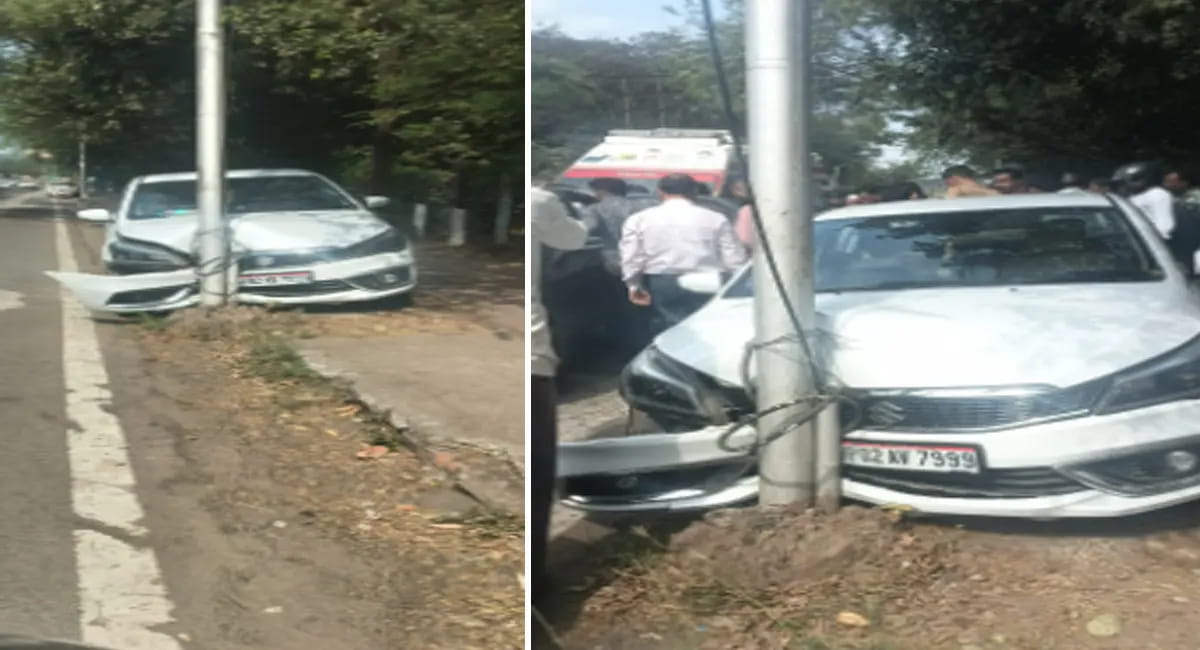 शाहपुरा में 'MP शासन' लिखी चलती कार अचानक खंभे से टकराईं, ड्रायवर को सीने में तेज दर्द उठा था