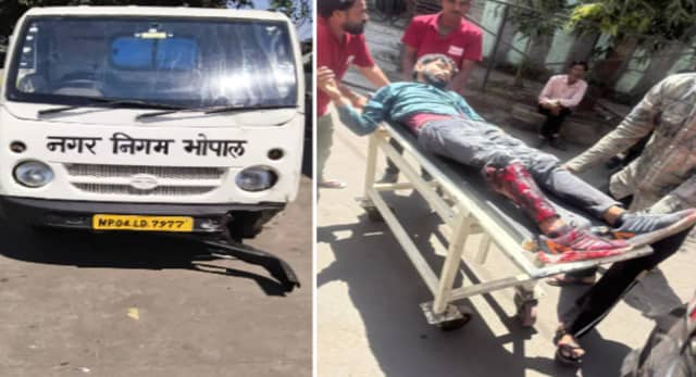 नगर- निगम की गाड़ी ने अन्य ड्राइवर को मारी टक्कर, पैर कुचला, गंभीर हालत में अस्पताल में भर्ती