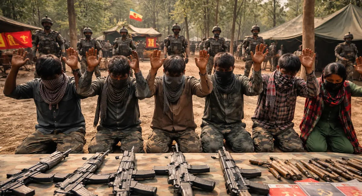 6 माओवादी कैडरों ने हथियार डाल सरेंडर किया