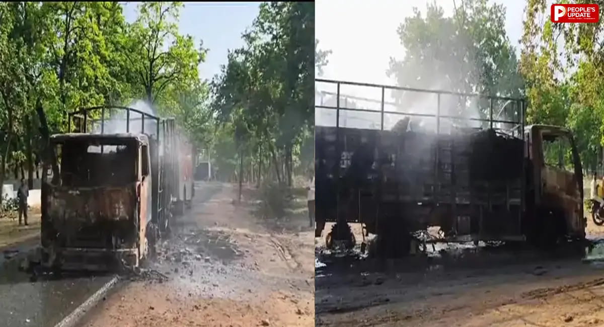 उमरिया में चलते ट्रक में आग, किराने के सामान से भरा था, लाखों रु के नुकसान की आशंका