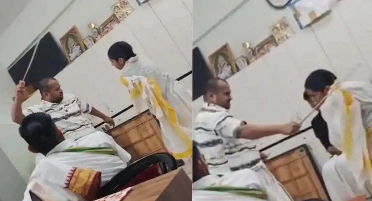 शिक्षक ने छात्र पर बेरहमी से बरसाईं छड़ियां, VIDEO VIRAL