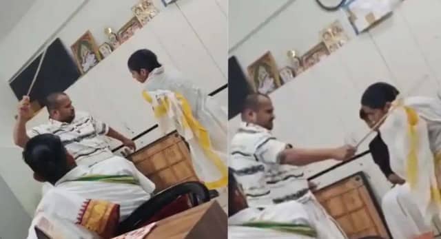 शिक्षक ने छात्र पर बेरहमी से बरसाईं छड़ियां, VIDEO VIRAL