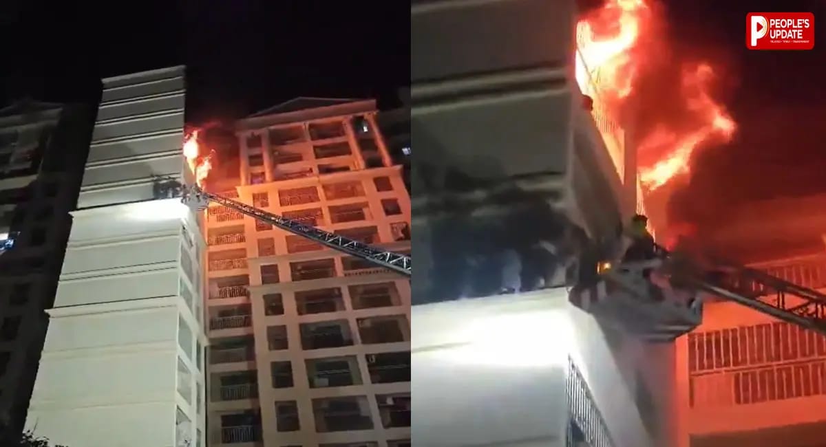 नालासोपारा की इम्पीरियल हाइट्स में भीषण आग, 2 महिलाओं की मौत; 14वीं मंजिल पर फंसे 4 लोगों को क्रेन से बचाया