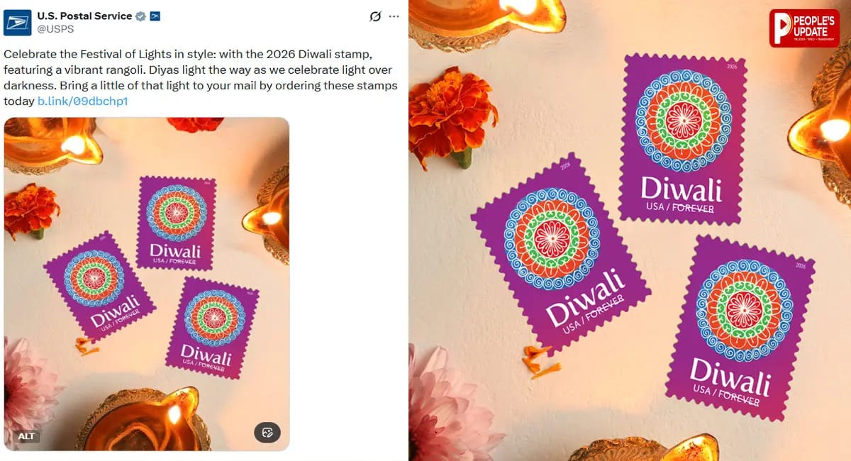 USPS Diwali Stamp 2026: अमेरिकी डाक टिकट पर चमकी भारतीय रंगोली, 10 साल बाद फिर दिवाली को मिला खास सम्मान; देखें PHOTO