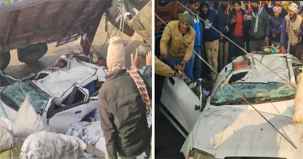 गुना में कार के ऊपर पलटा कबाड़े से भरा ट्रक, 4 लोगों की मौत, 2 गंभीर घायल, राजगढ़ से भिंड जा रहा था परिवार