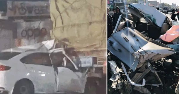ट्रक में पीछे से जा घुसी तेज रफ्तार कार, ड्राइवर ने 100 मीटर तक घसीटा... एक डॉक्टर की मौके पर मौत; दूसरे की हालत गंभीर