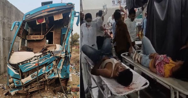 राजगढ़ : इंदौर से अशोकनगर जा रही बस पुलिया से नीचे गिरी, दो की मौत; 40 घायल