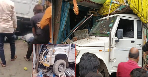 ट्रक के ब्रेक हुए फेल, बीच बाजार मचा कोहराम, बुजुर्ग को कुचला; कई वाहनों को मारी टक्कर