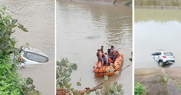 नहर में गिरी अनियंत्रित कार, 4 दोस्तों में से दो बाहर निकले, दो लापता; SDRF की टीम तलाश में जुटी