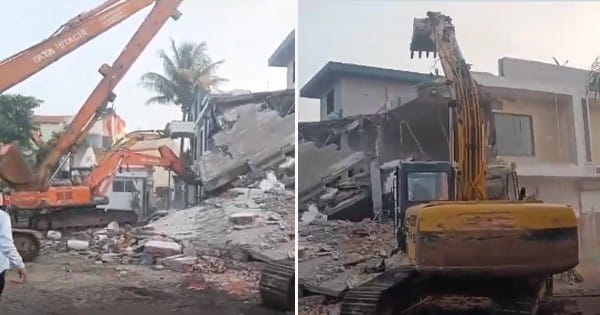 इंदौर में पटवारी-तहसीलदार पर फायरिंग अपडेट : आरोपी सुरेश पटेल के बंगले पर चला बुलडोजर, जान बचाकर भागे थे कब्जा हटाने गए अधिकारी