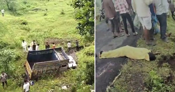 रतलाम में हादसा : 60 फीट खाई में गिरी मजदूरों से भरी पिकअप, 3 की मौत; घाट चढ़ते समय फेल हुए ब्रेक