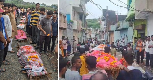 दमोह ट्रक-ऑटो हादसा : एक साथ उठीं 7 अर्थी, लोगों की आंखें नम... अंतिम विदाई पर मातम
