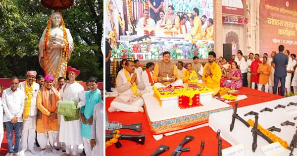 महेश्वर में होगी अगली कैबिनेट बैठक : CM डॉ. मोहन यादव ने किया शस्त्र-पूजन; कहा- महाकाल लोक की तर्ज पर बनेगा अहिल्या माता लोक
