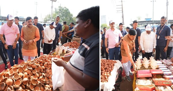 CM ने धनतेरस पर दीये आदि खरीदे, बोले- देवउठनी एकादशी तक पथ विक्रेताओं से नहीं होगी तहबाजारी; 'वोकल फॉर लोकल' का दिया संदेश