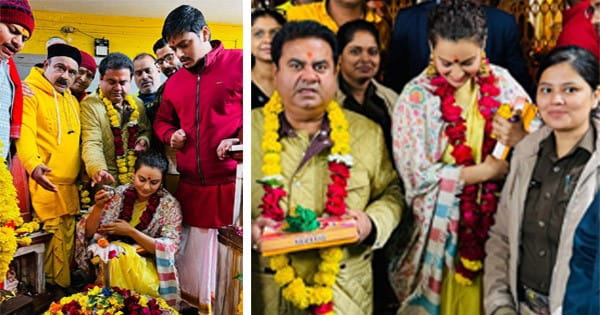 दतिया : सांसद कंगना रनौत ने मां पीतांबरा शक्तिपीठ में की पूजा-अर्चना, भारतीय परिधान में नजर आई एक्ट्रेस