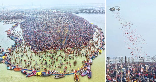 Mahakumbh 2025 : मकर संक्रांति पर 3.50 करोड़ लोगों ने लगाई आस्था की डुबकी, अखाड़ों ने किया अमृत स्नान, संगम तट पर हेलिकॉप्टर से श्रद्धालुओं पर हुई पुष्पवर्षा
