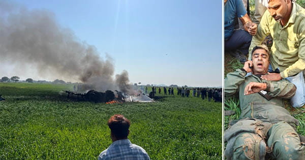 शिवपुरी में एयरफोर्स का जेट क्रैश, खेत में गिरते ही लगी आग, बहरेटा सानी गांव के पास हादसा