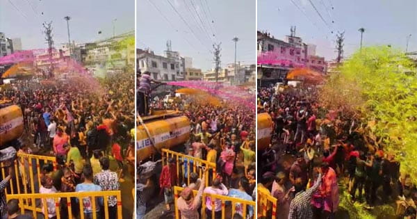 भोपाल में रंगपंचमी की धूम, टैंकरों से हुई गुलाल की बारिश, बरखेड़ी-शाहपुरा में निकली गेर, झांकियां बनी आकर्षण का केंद्र