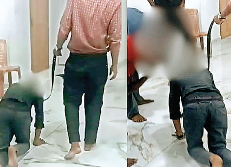 केरल में टारगेट पूरा नहीं करने पर कर्मचारियों को गले में पट्टा बांधकर घुटने के बल चलाया