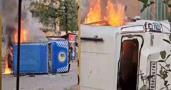 वक्फ बिल को लेकर पश्चिम बंगाल में भड़की हिंसा, पुलिसकर्मियों के गाड़ी को लगाई आग, पत्थरबाजी की, आज से कानून लागू