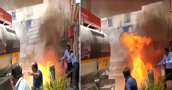 इंदौर : पेट्रोल पंप पर लगी आग से मचा हड़कंप, देखें Video