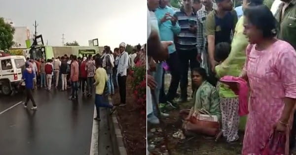 मंदसौर-भावगढ़ रोड पर हादसा : तेज रफ्तार बस अनियंत्रित होकर पलटी, 4 यात्रियों की मौत; देखें Video