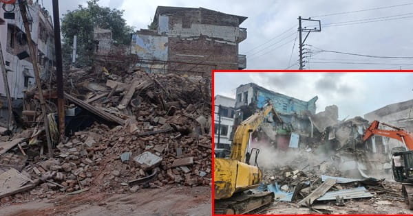 इंदौर नगर निगम की कार्रवाई : मछली बाजार इलाके में 70 साल पुराने जर्जर मकानों को किया जमींदोज, देखें VIDEO