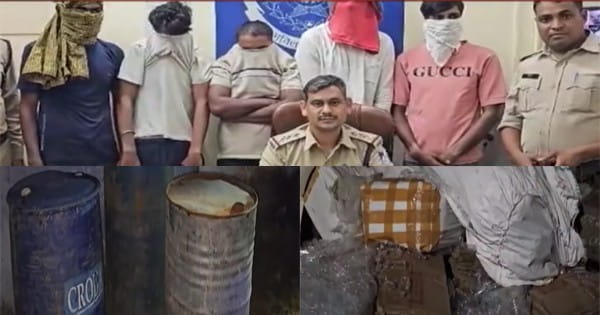 मुरैना में अवैध शराब बनाने की फैक्ट्री पर छापा, 5 तस्कर गिरफ्तार