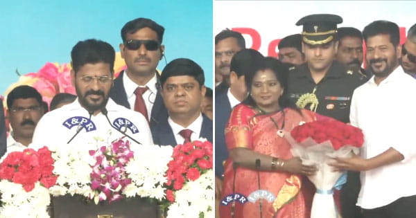 Telangana CM Oath Ceremony : तेलंगाना के नए मुख्यमंत्री बने रेवंत रेड्डी, भट्टी विक्रमार्क बने डिप्टी सीएम; 11 मंत्रियों ने भी ली शपथ