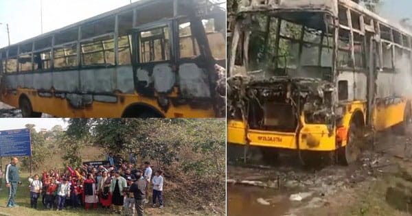 जबलपुर : स्कूल बस में लगी आग, पिकनिक मनाने जा रहे 37 बच्चे और टीचर बाल-बाल बचे; देखें VIDEO